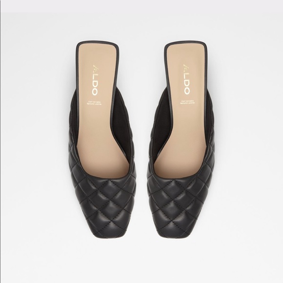 Aldo black quilted block heels